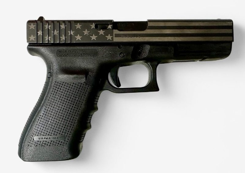 Glock blackout American flag slide engraving — custom gun engraving NJ